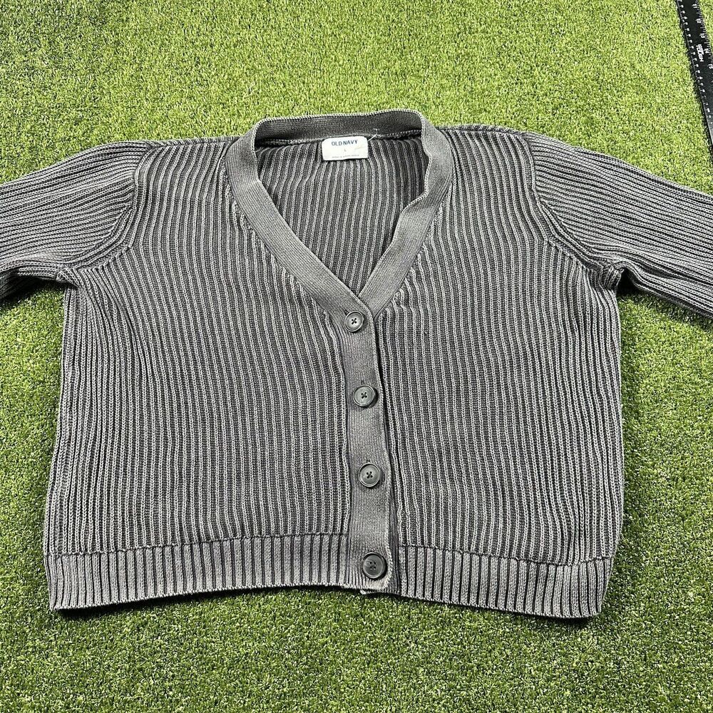 Old Navy Women's Ribbed Baggy Long Sleeve Button Up Sweater Size L